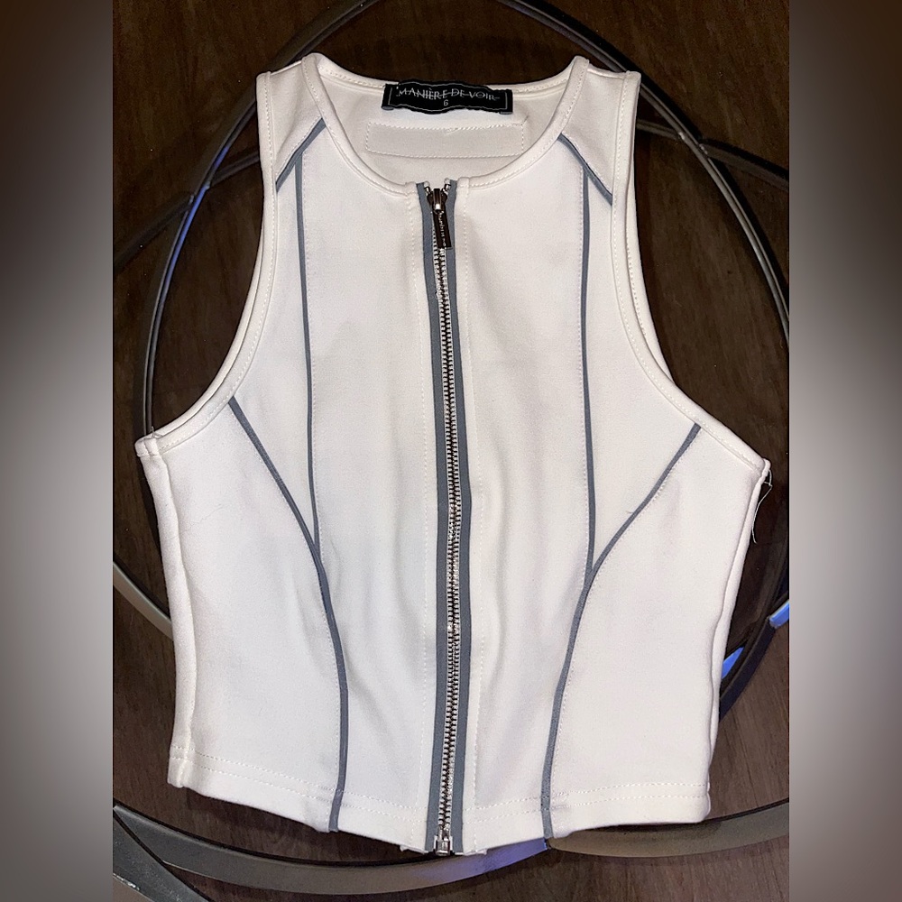 White Reflective Crop Top